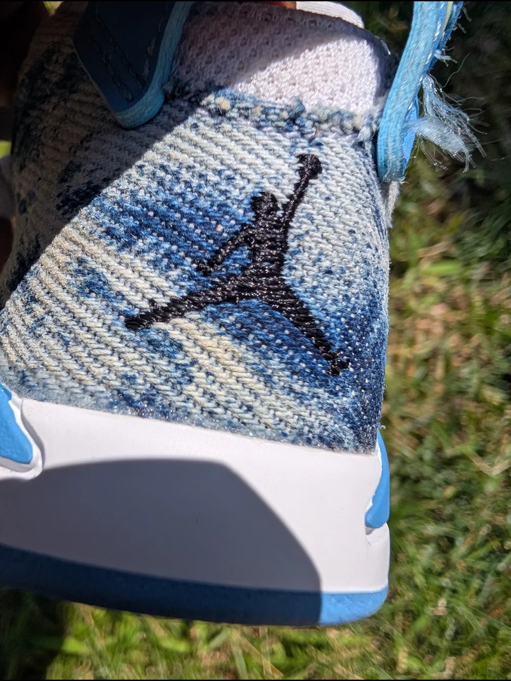 Jordan Kids Denim-Print Sneakers in Blue and White